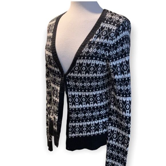 Talbots Cardigan Sweater Black & White Long Sleeve size Medium - Picture 1 of 7